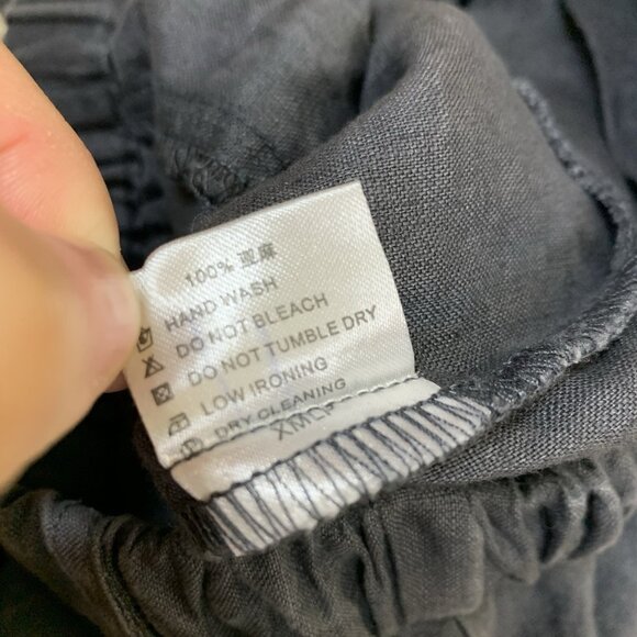 Aeneontrue Linen Wide Leg Shorts Gray Relaxed Fit Minimalist Summer L - Picture 6 of 6